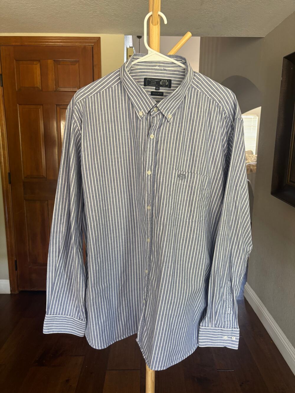 Paul Costelloe Living Navy Stripe Button Down Shirt Mens XXL Long Sleeve